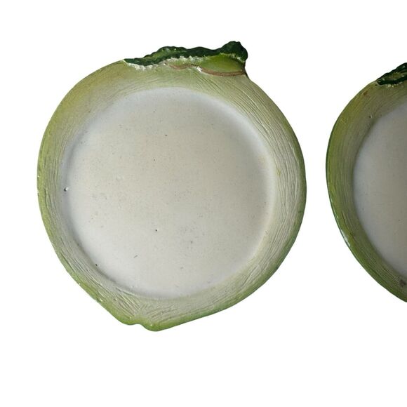 Cabbage Leaf Painted Coasters- Total Of 6 3” Coasters With Holder- Vintage- - Picture 9 of 16